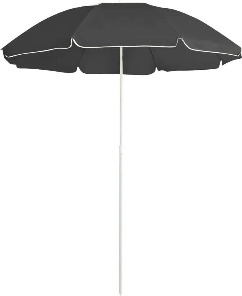 Parasol 180 cm Anti-UV Mât Acier Anthracite contre la Chaleur