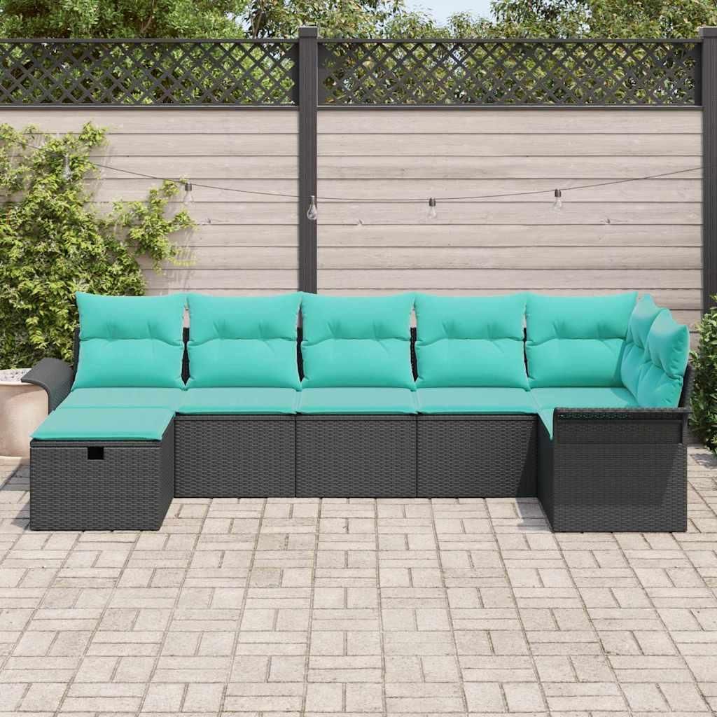 Möbel Balkonmöbel Gartenmöbel-Set - Braun - CLORIS Gartensofa-set mit Kissen mit Speicher 7 pcs - Poly Rattan,56.7 Kg - 398229
