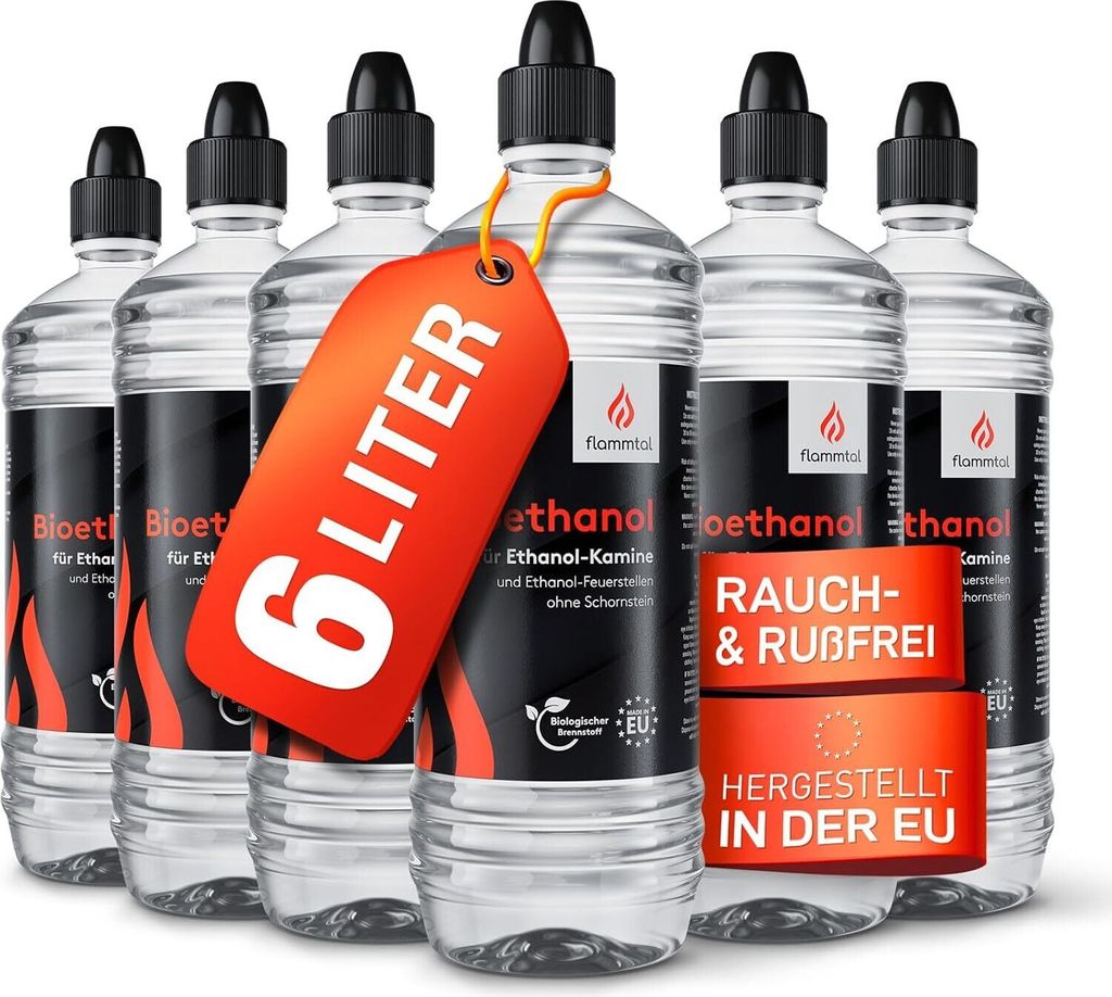 Flammtal – Bioethanol für Tischkamin [6x1 Liter] – Produktbild 
