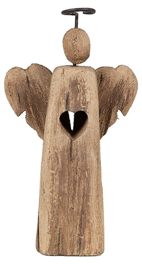Clayre & Eef Dekorationsfigur Engel 22 cm Braun Holz Produktbild 