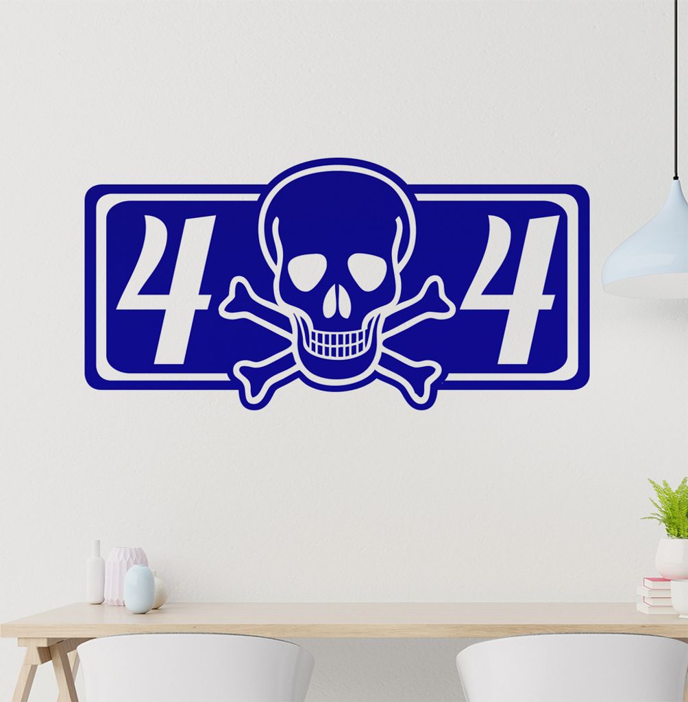 4 x 4 Totenkopf Wandtattoo in 6 Größen - Wandaufkleber Wall Sticker - Dekoration, Küche, Wohnzimmer, Schlafzimmer, Badezimmer