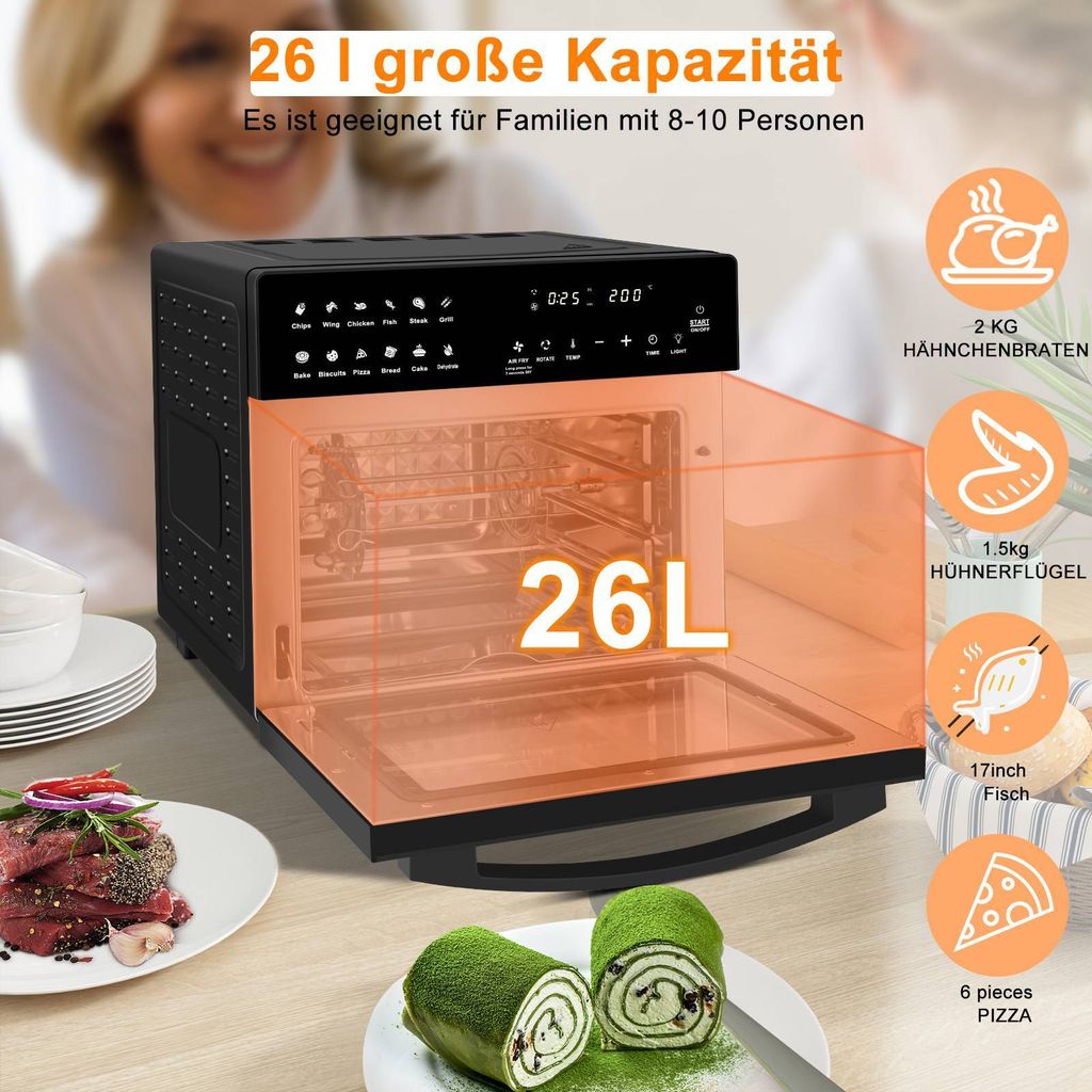 LLIVEKIT Heißluftfritteuse, Backofen Heißluftofen Backofen Produktbild 8