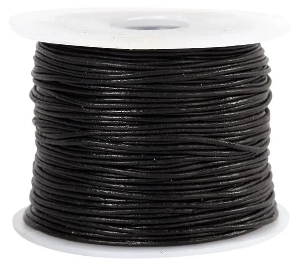 Ruban de cuir noir 1 mm pour bijoux, bobine de 10 m haute qualité