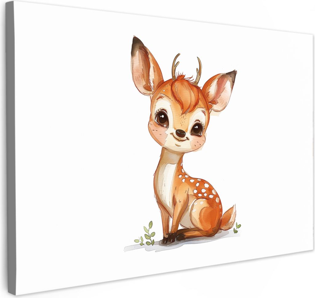Leinwand Bilder 60x40 cm - Kinder Tiere - Hirsche, Bilder, Wanddeko, Wandbilder Wohnzimmer