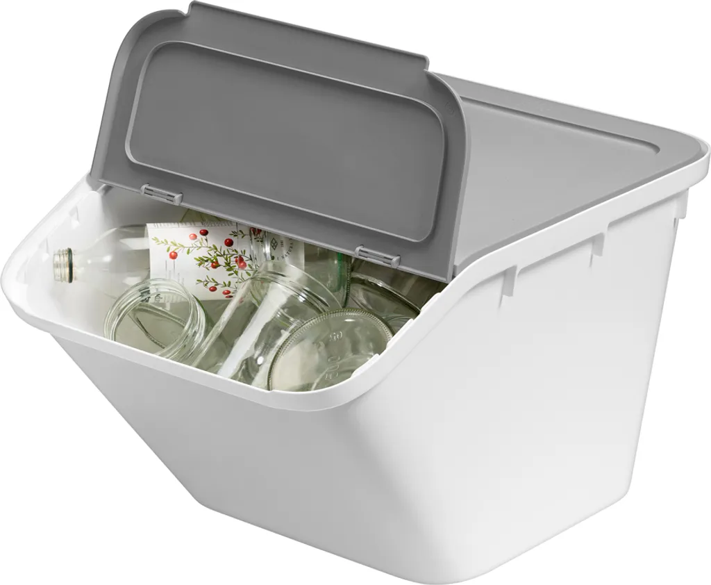 Conteneur de tri Stack-it L 51L en plastique résistant gris avec capot - 2