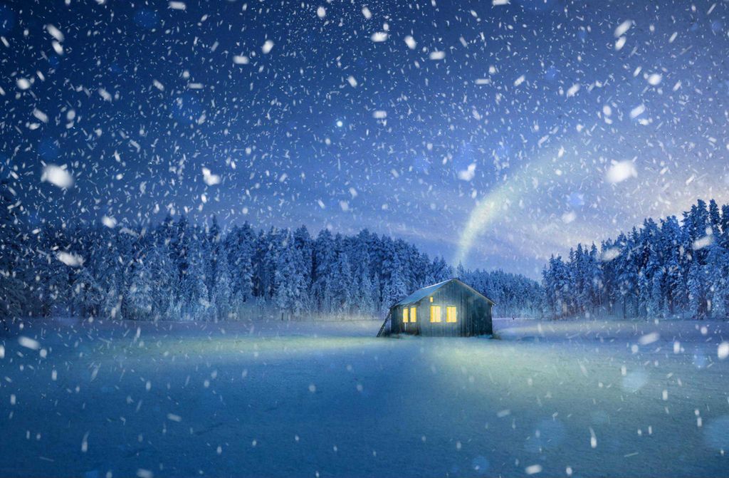 hansepuzzle 22399 - Winterhütte Puzzle, 500 Teile, Gebäude, 46,0 x 30,0cm mit hochwertiger Aufbewahrung, Kartonbox und wiederverschließbarem Beutel