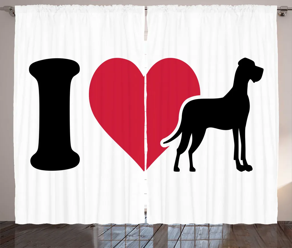 ABAKUHAUS Rideau à Fronces Amoureux des Chiens 280x225 cm Gris Rose