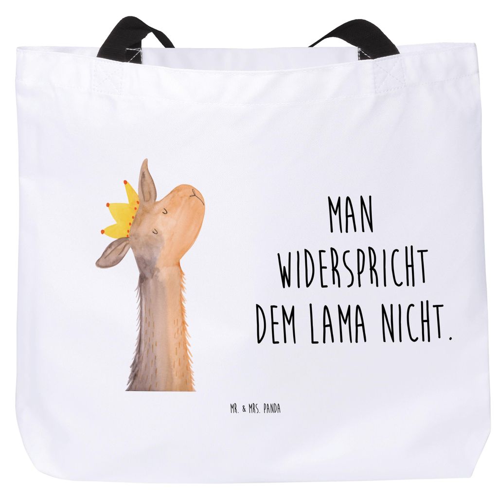 Mr. & Mrs. Panda Reisetasche Lamakopf König - Weiß - Geschenk, Strandtasche, Tote Bag, Lama, Lamas, Vorgesetzter, Mama, Freundin, Einkaufstasche,...