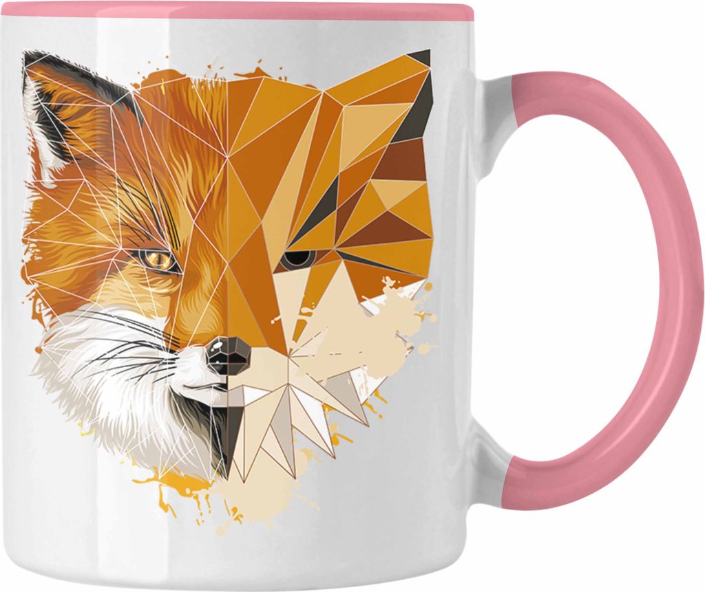Trendation - Polygon Fuchs Grafik Geschenk Tiere Fux (Rosa)