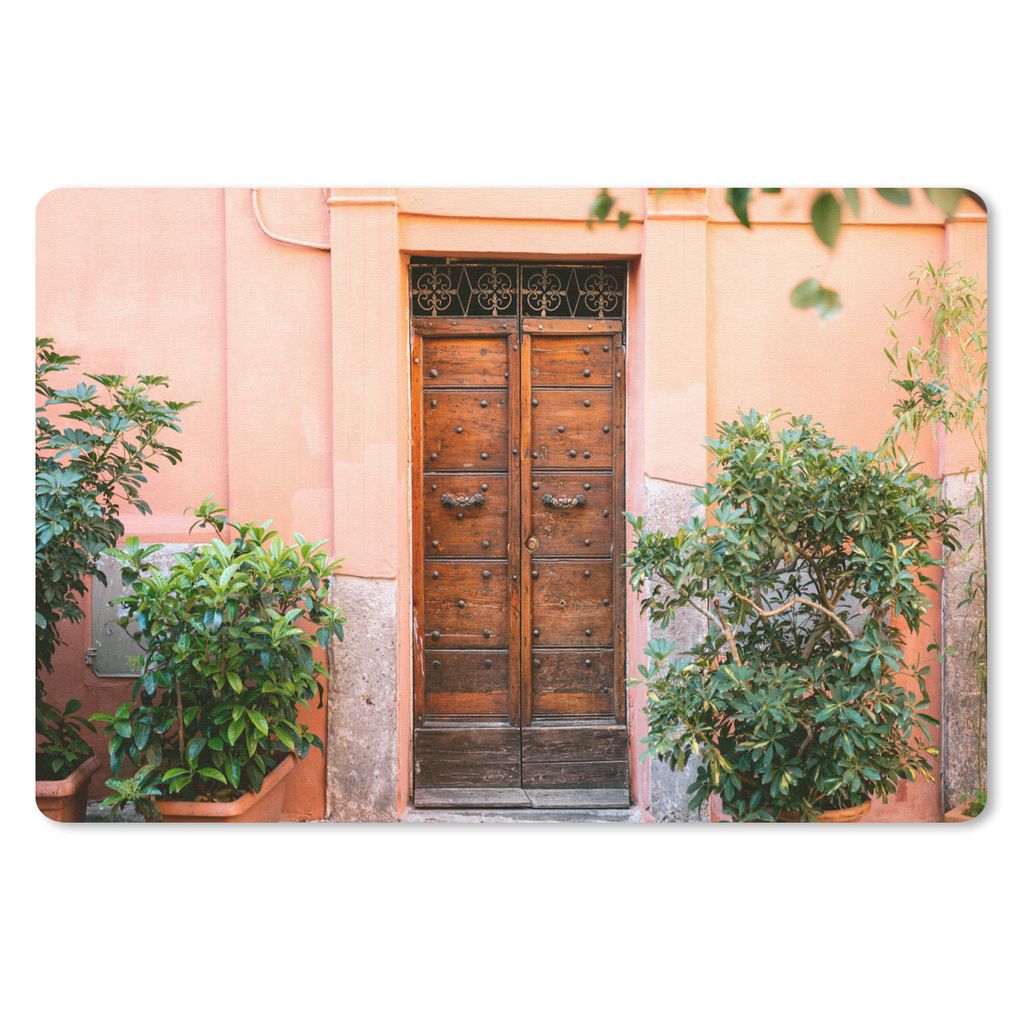 MuchoWow Mauspad Mousepad Tür - Holz - Pflanzen - Grün 27x18 cm - Mousepads - Maus Mat - Pad - Mausunterlage - Büroartikel - Desk Matten