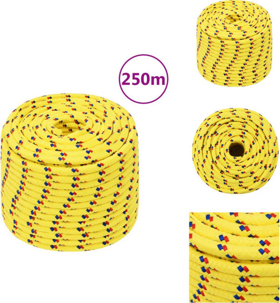 vidaXL Bootsseil Gelb 14 mm 250 m Polypropylen - Seile