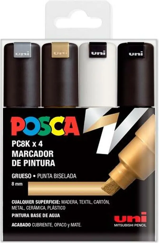 Set 4 Pennarelli Posca PC-8K per Lavoretti e Scuola | Punta 8mm