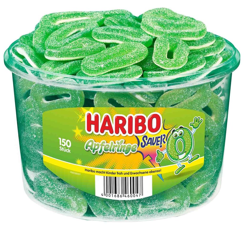 Haribo Saure Apfelringe, Gummibärchen, 1,2 kg, Apfel, Produktbild 
