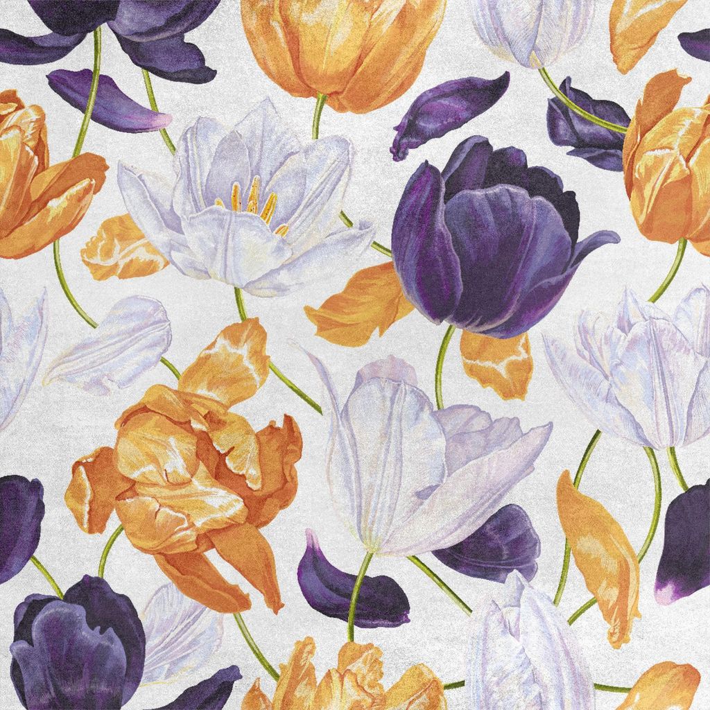 Royal Samt Stoff Polyester Zum Nähen - Motiv Tulpen