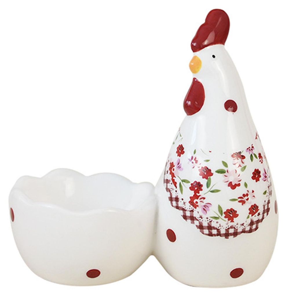 Keramik-Schüssel-, Teller- und Tassenset mit rotem Blumenmuster, Bräter, Keksdose in Hühnerform für Gewürze, Zucker, Snacks, Landhausdeko, Ost...