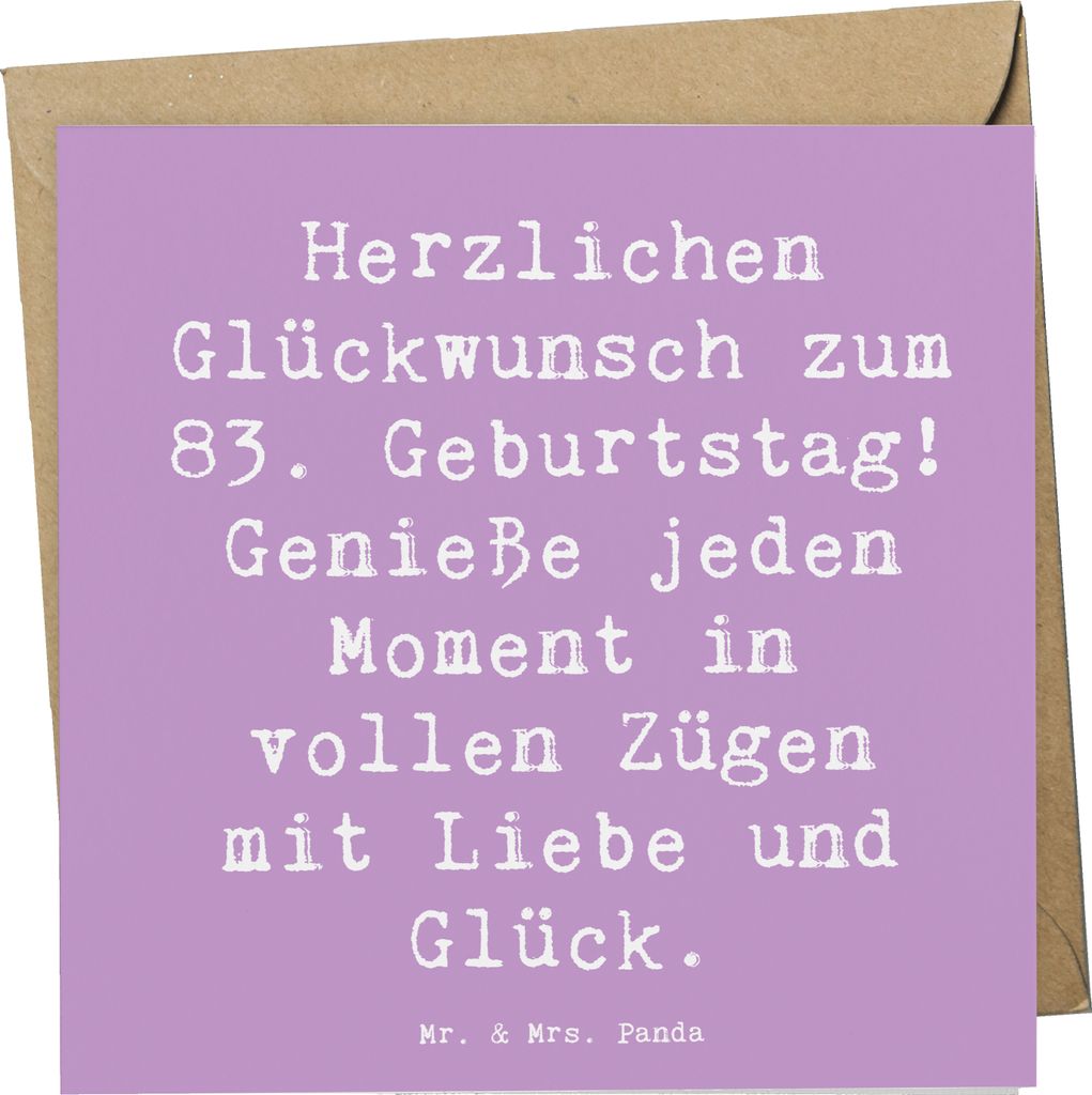Mr. & Mrs. Panda Grußkarte Spruch 83. Geburtstag Liebe Glück - Lavendeltraum - Geschenk, Geburtstagsfeier 83 Jahre, feiern, Klappkarte, faltkarte...