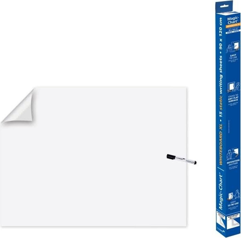 Legamaster - Magic -Chart Legamaster Whiteboard XL 90x120cm Weiß | Rolle ein 15 Blatt | 4 Stück