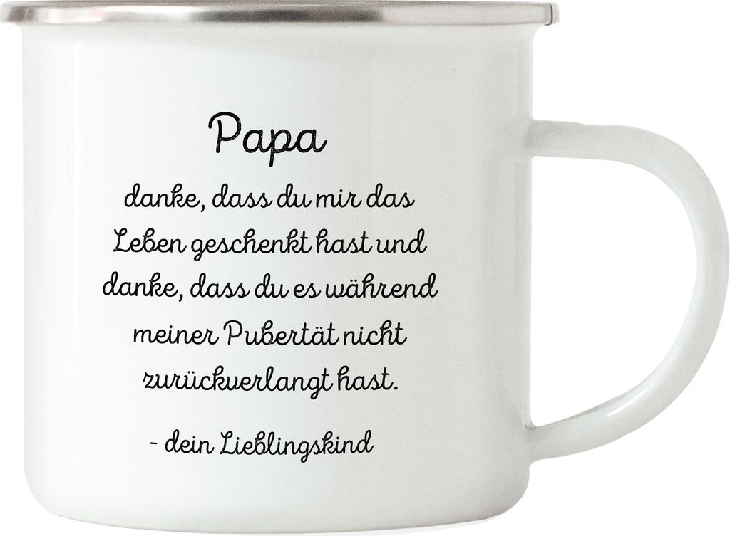 Papa Danke dass du mir das Leben geschenkt hast Emaille Tasse Vatertag Lustig Humor