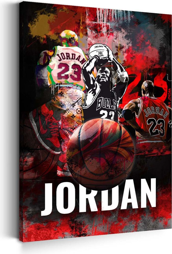 Basketballlegende Jordan dynamischer Collage Wandbild Leinwandbild Wanddeko: 40x60x2cm