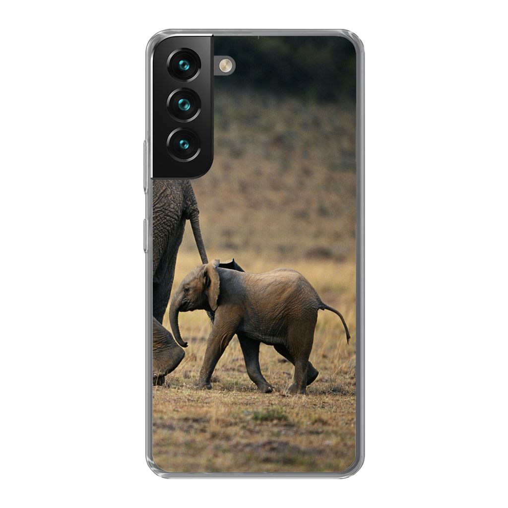 MuchoWow Handyhülle Schutzhülle Hülle für Samsung Galaxy S22 Elefant - Tiere - Savanne - Natur Silikon Softcase Handy Hülle - Mobiltelefonh...