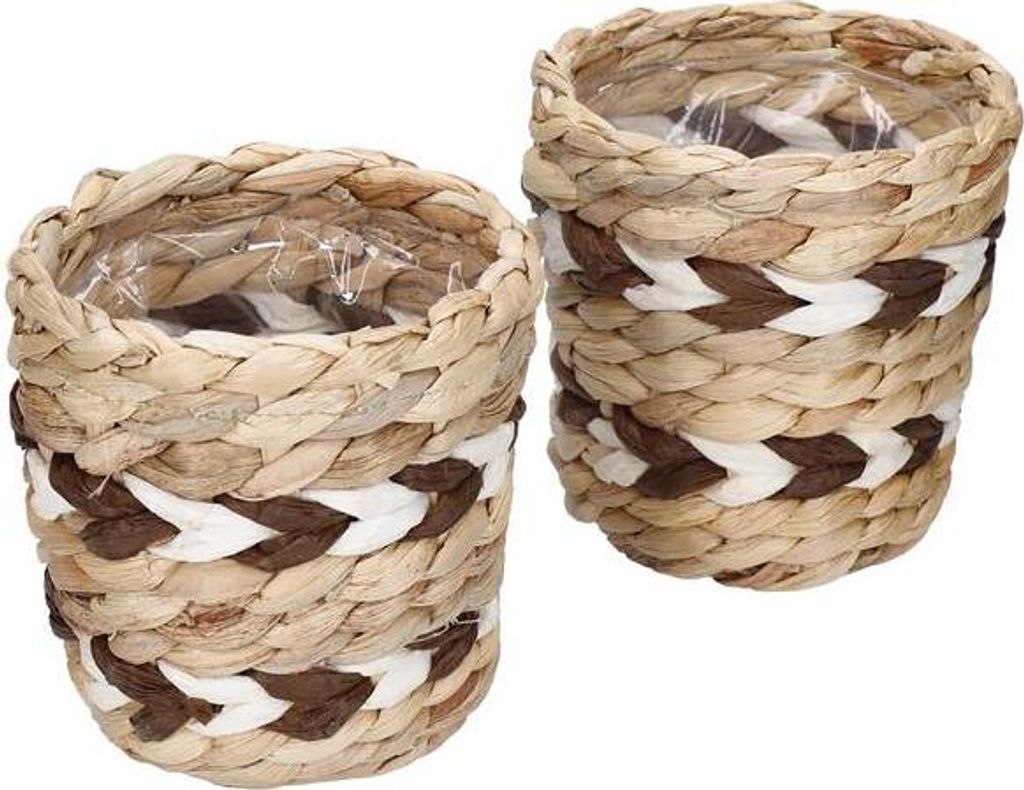 Kitchen Craft Hyazinthe de Wasser, Set de 2 Töpfe de Indoor, Natur gewebt Topf mit Design de Streifen, 11,5 x 11,5 x 11 cm