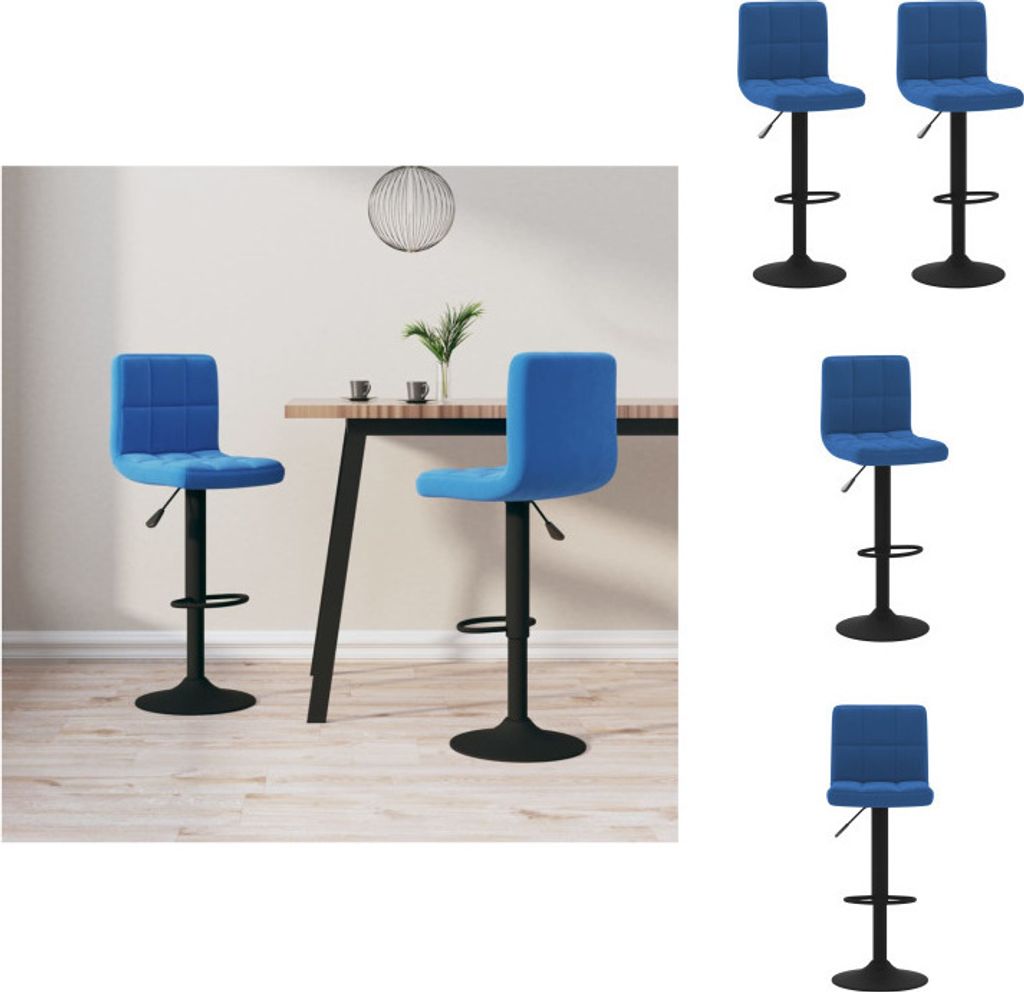 vidaXL Barhocker 2 Stk. Blau Samt - Barhocker