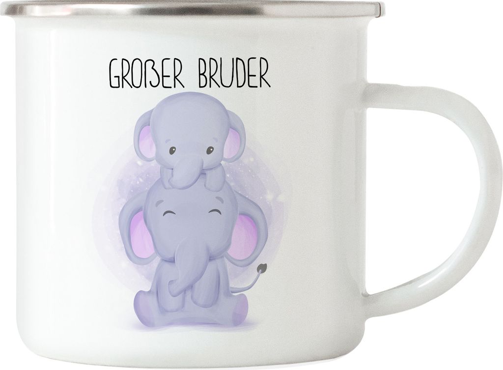 Großer Bruder Emaille Tasse Geschwister Bruderliebe Elefant Geborgenheit Beschützer Welt Liebe Bro Familie Kleinkind