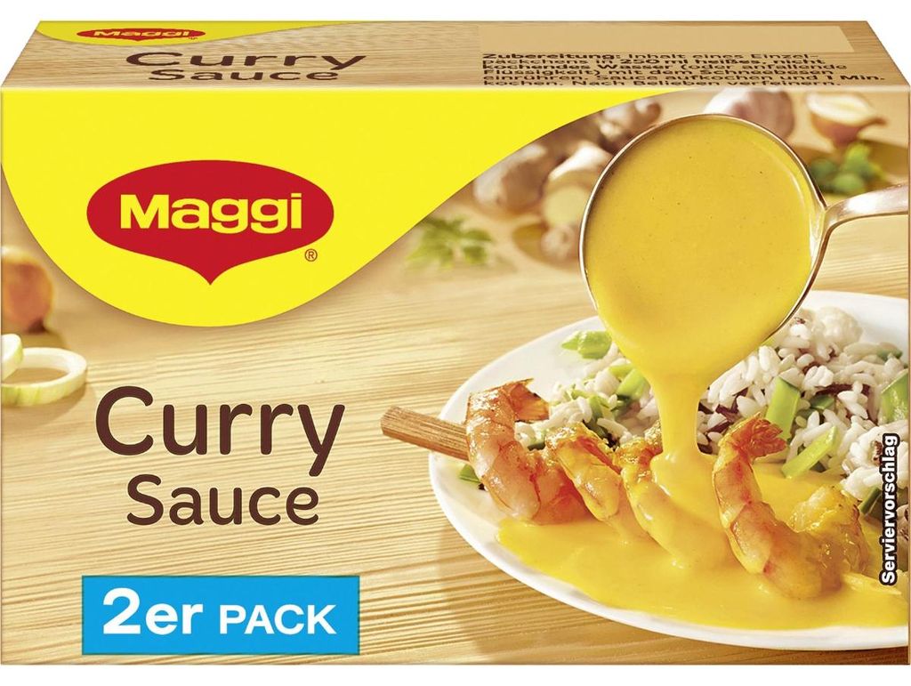 Verpackungsbild Maggi Curry Sauce für Currywurst und Wokgerichte 60g 2er für 2x 250ml