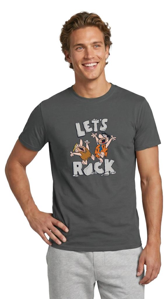 Spreadshirt The Flintstones Fred Und Barney Let's Rock Männer T-Shirt, M, Anthrazit