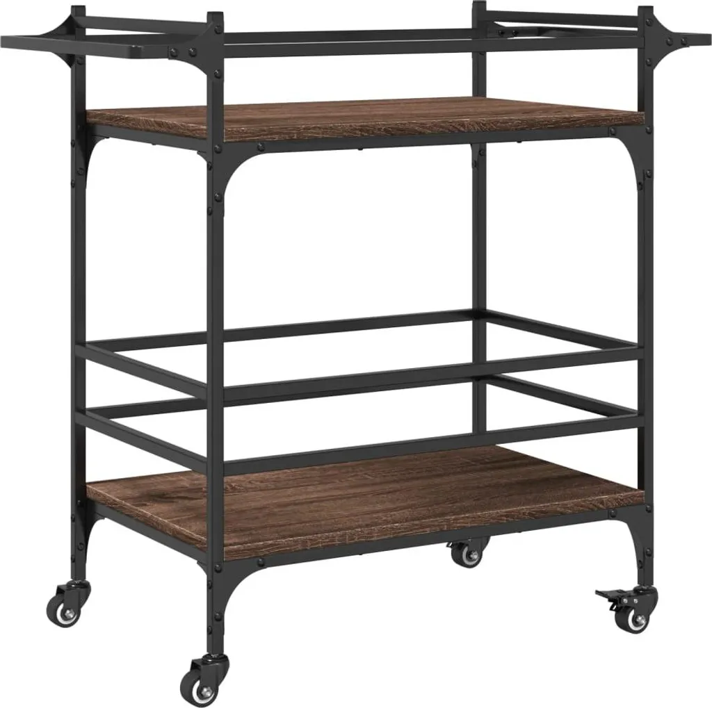 Chariot de service pour petite cuisine brun chêne 82x40x78,5 cm pratique