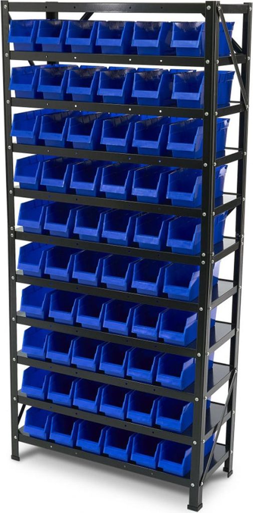 HBM Lagerschrank, Lagersystem, Regalsystem mit 60 Aufbewahrungsbehältern
