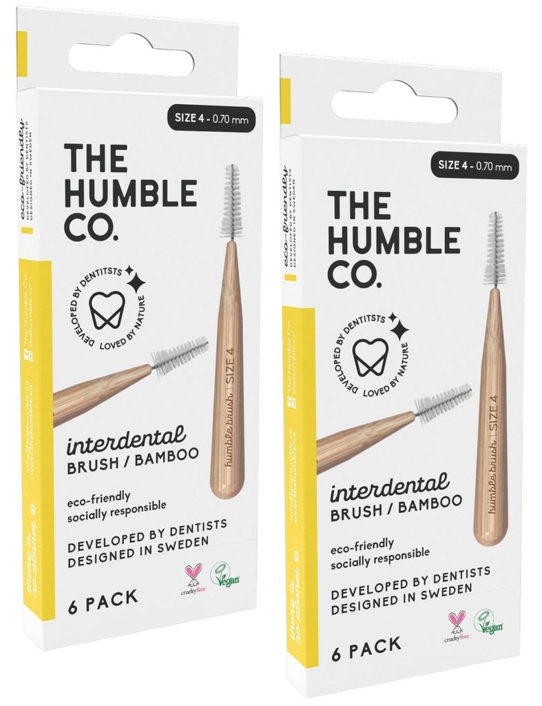 2x Humble Interdentalbürste Bambus Größe 4 (0,7 mm) Gelb