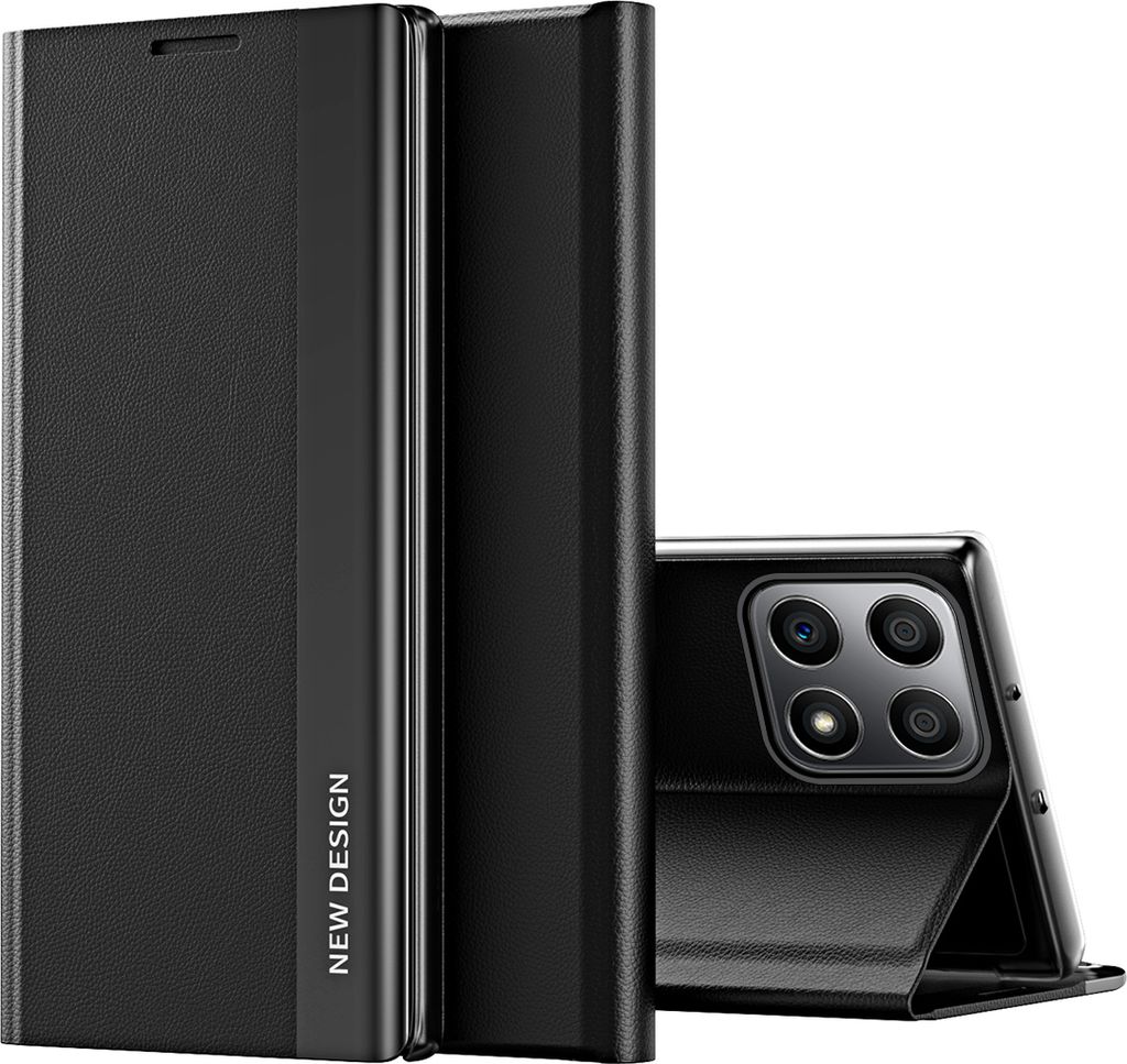 Honor X8 Hülle, Leder PolyurethanMagnetisch Klapp Stand Schutzhülle für Honor X8 Schwarz