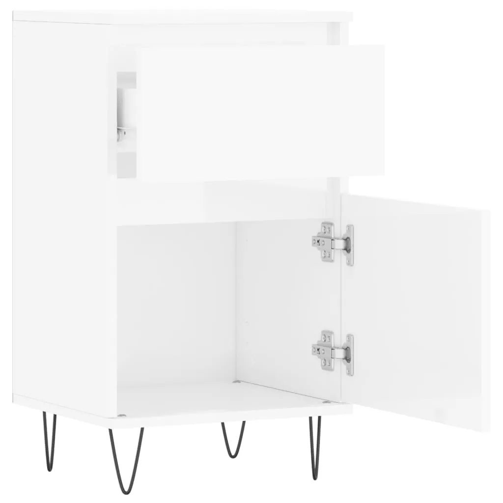 Buffet Blanc Brillant Design Moderne 40x35x70 cm Bois Composite 2 pcs - 8