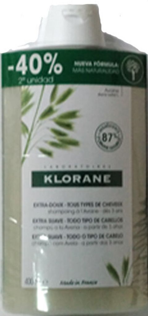 Klorane Champú Extra Suave Oat 2x400ml