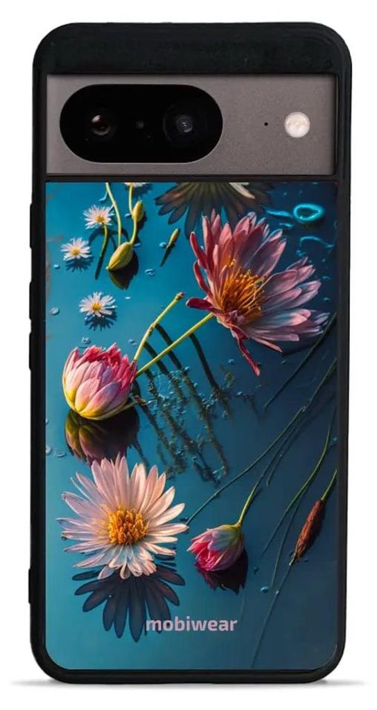 Handyhülle für Google Pixel 8, Mobiwear Glossy Case, Blau-Blumig