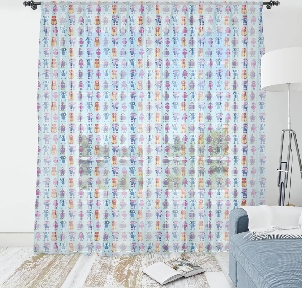 Arazzo Lavabile Robot per Cameretta - ABAKUHAUS 220x274 Satin Setoso