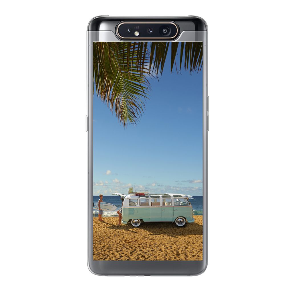 MuchoWow Handyhülle Schutzhülle Hülle für Samsung Galaxy A80 Strand - Bus - Surfen Silikon Softcase Handy Hülle - Schutzdeckel