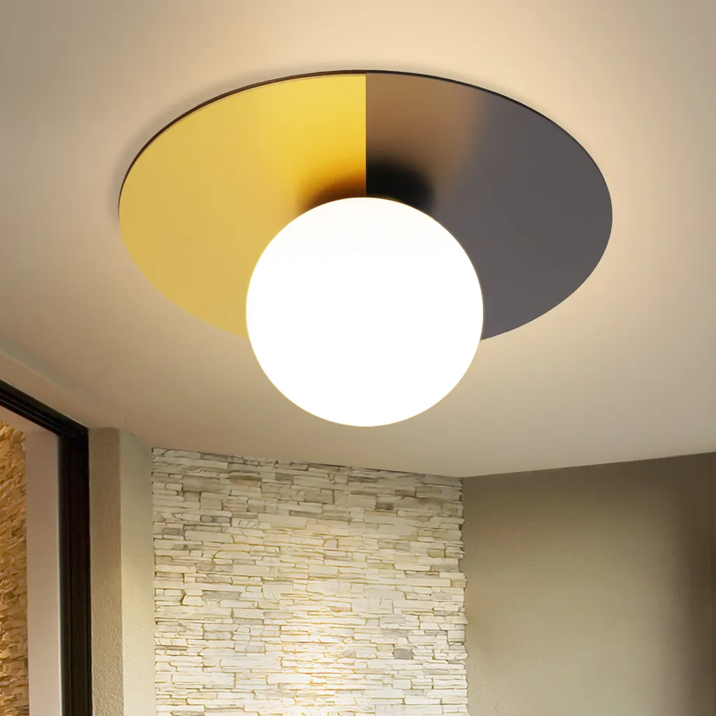 ZMH Plafonnier Salon Noir et Or Vintage E14 pour Couloir et Chambre