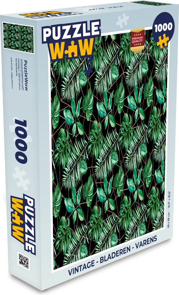 MuchoWow Puzzle 1000 Teile Vintage - Blätter - Farne - Spielzeug - Alt und Jung - Spiele - Puzzeln