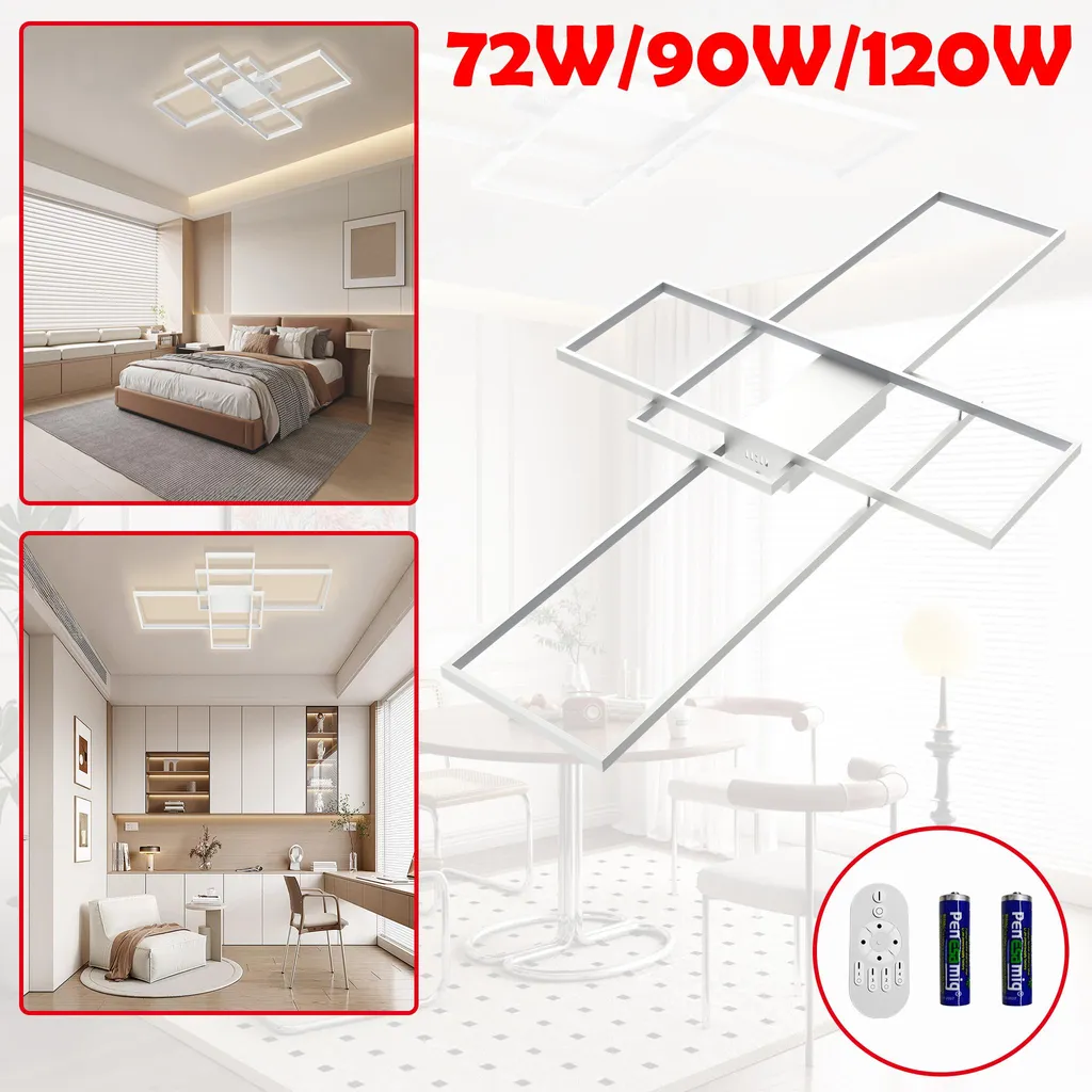 Lampe de Plafond LED Dimmable pour Cuisine et Séjour, Design Moderne Blanc 72W