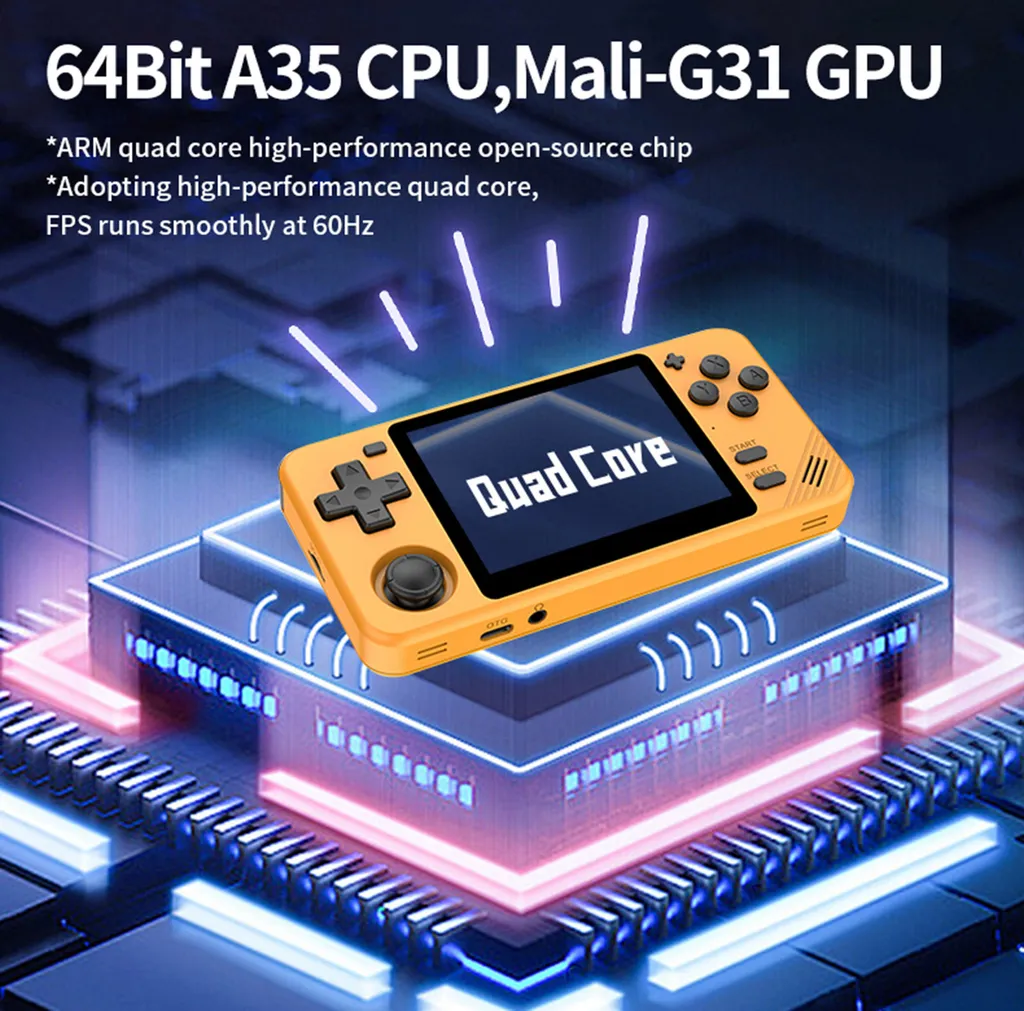 Powkiddy RGB10X console di gioco portatile retrò, lettore di giochi portatile con scheda di gioco TF, sistema open source, schermo IPS da 3,5 pollici, jack per cuffie da 3,5 mm, batteria ricaricabile da 2800 mAh - 7