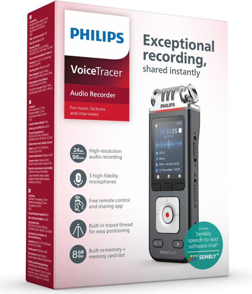 Philips DVT6115 VoiceTracer: Hochwertiges Diktiergerät mit Produktbild 