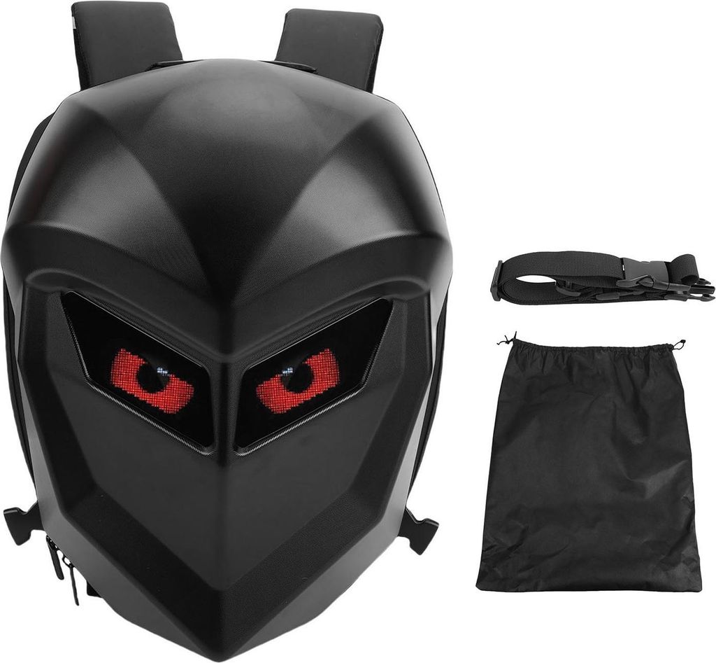 17-Zoll-LED-Motorrad-Ritter-Rucksack DIY programmierbare Farbbildschirm 20L Wasserdicht Hardshell Helm Laptop-Rucksack für Reiten Radfahren Schwarz