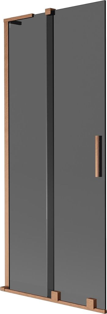 Mexen Velar L Badewannenabtrennung, 2-teilig, Schiebe, 80 x 150 cm, grafit, gebürstetes Kupfer - 896-080-003-41-65