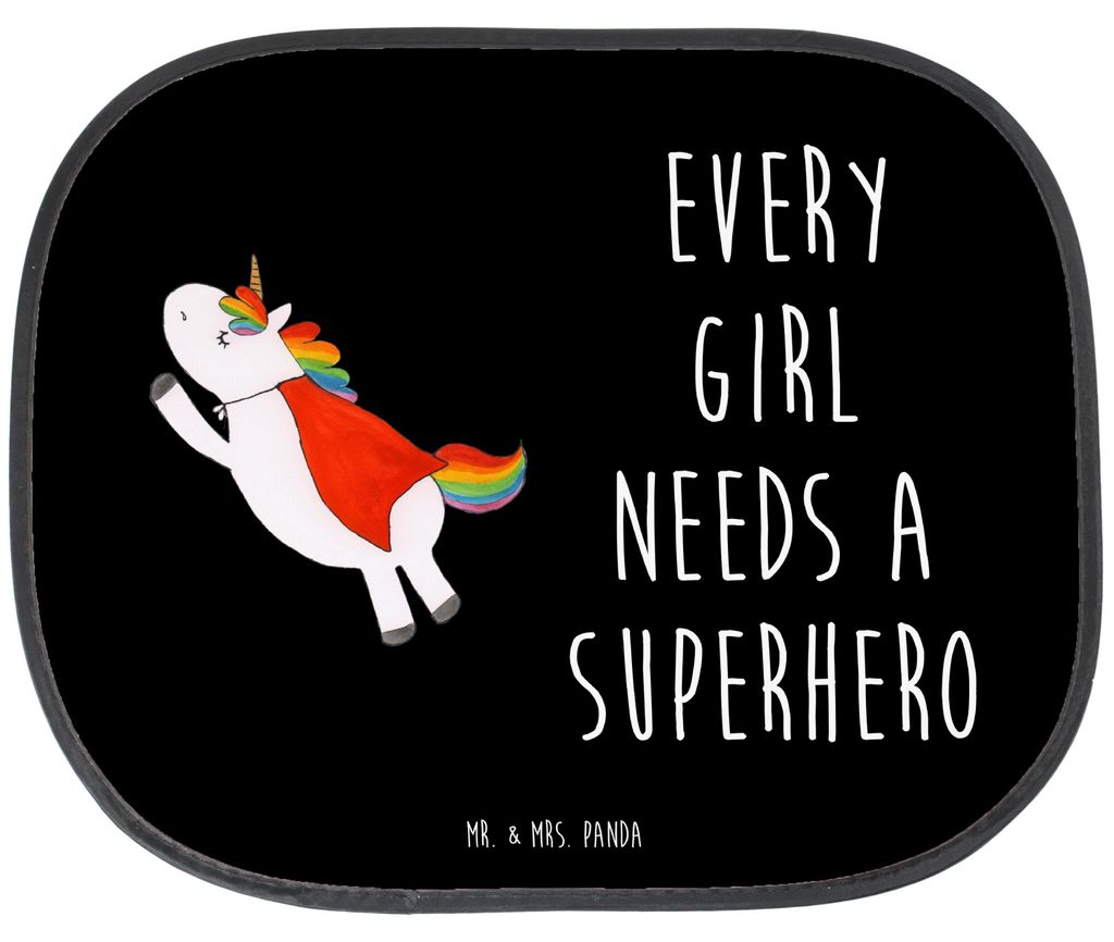Mr. & Mrs. Panda Sonnenschutz Auto Einhorn Super - Schwarz - Geschenk, Seitenscheibe, saugnapf, Traummann, Held, Sonnenblende, für, Scheibenschutz...