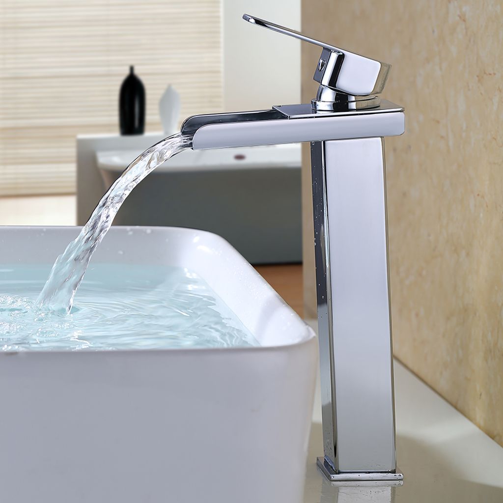 Design Wasserfall Wasserhahn Bad Waschtischamatur Waschbecken Spültisch Armatur 