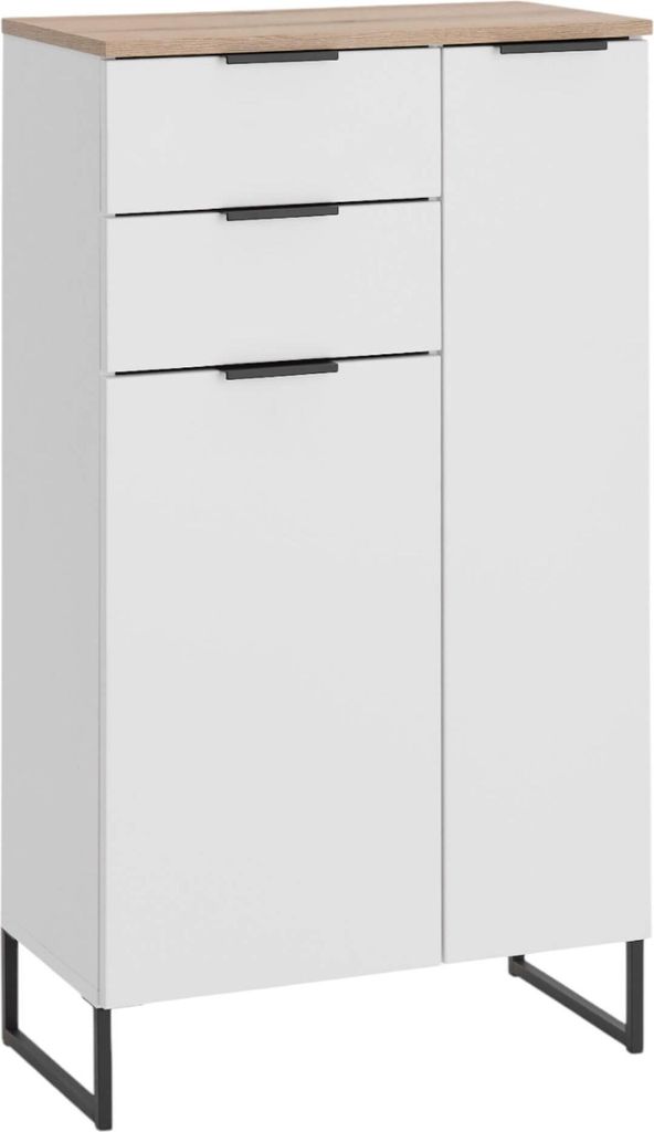 Badezimmer Highboard Badmöbel ASPEN Weiß matt