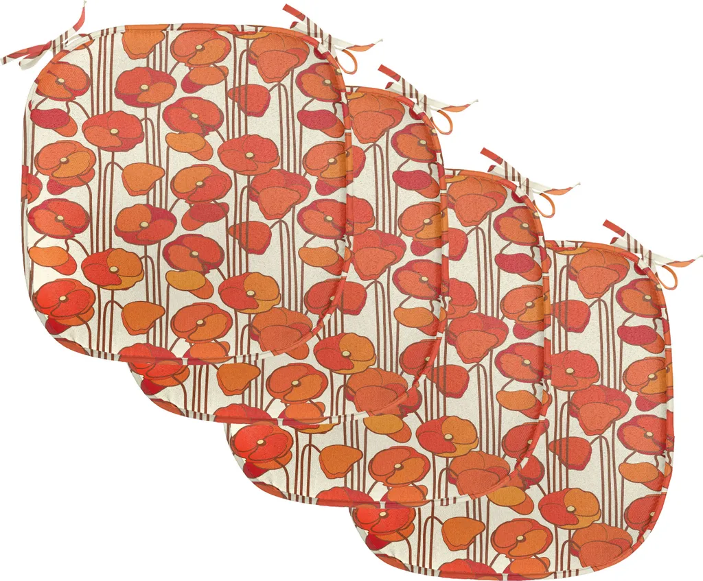 Coussin de Chaise Imperméable à Fleurs Rétro avec Attaches - Lot de 4