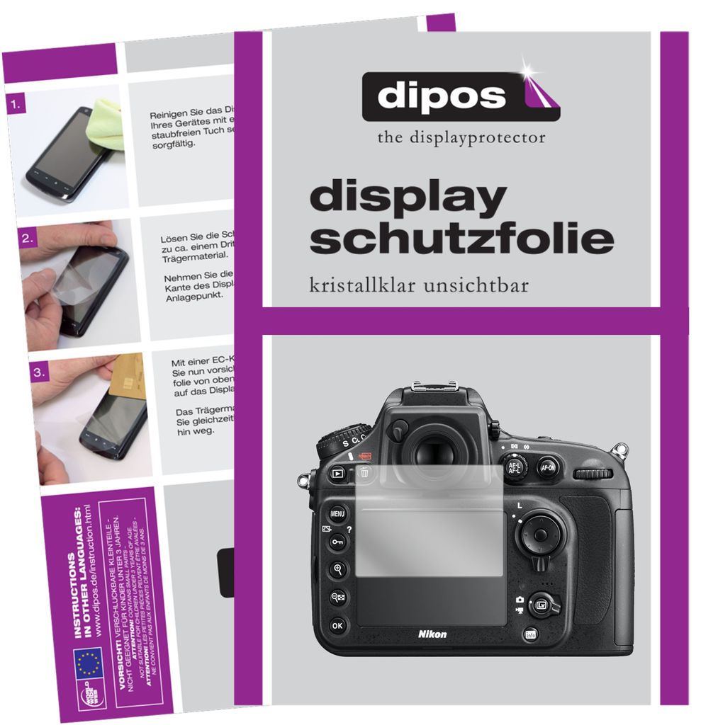 5x Schutzfolie für Nikon D810E klar Displayschutzfolie Folie Display Schutz dipos